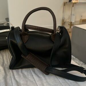 Leather Crossbody tote! Real soft leather and authentic snake skin in brown